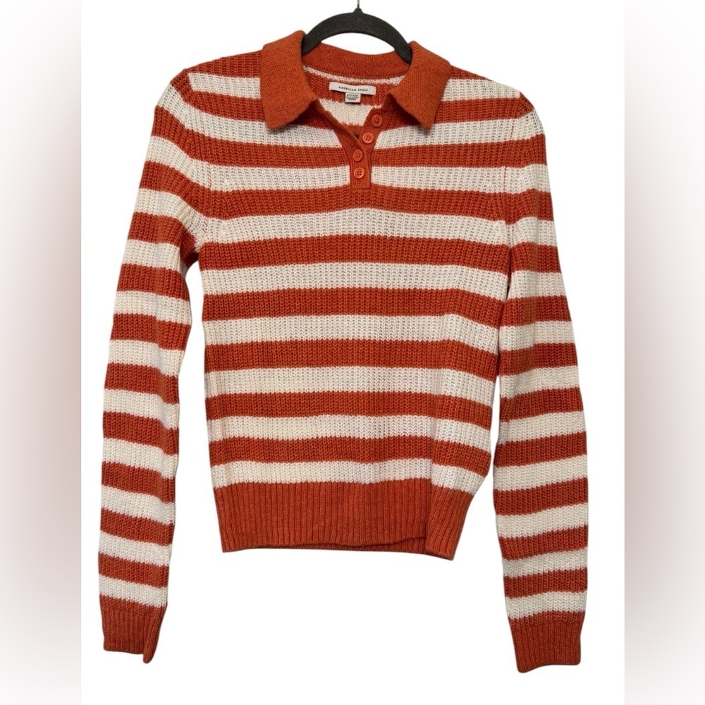 American Eagle Ribbed Button Collar Sweater